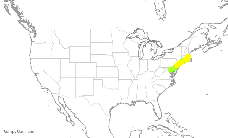 Turbulence forecast map for RPA4721, DCA to BOS