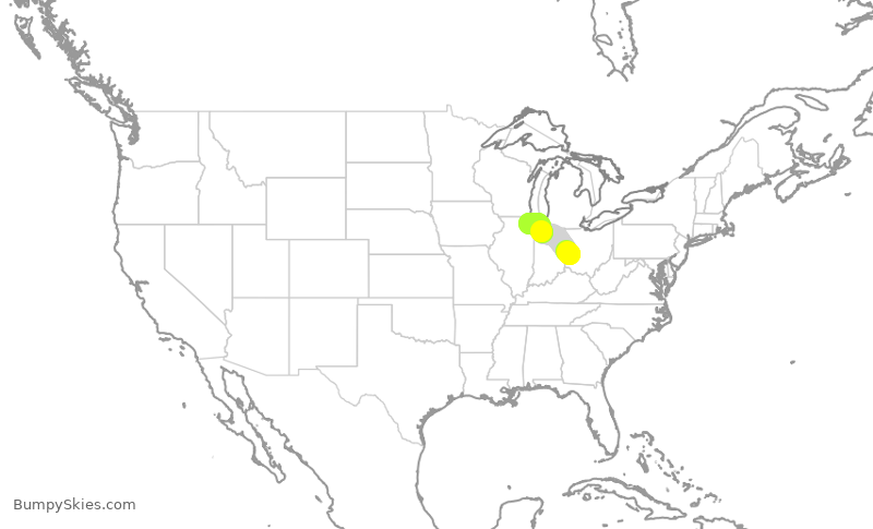 Turbulence forecast map for RPA4725, DAY to ORD