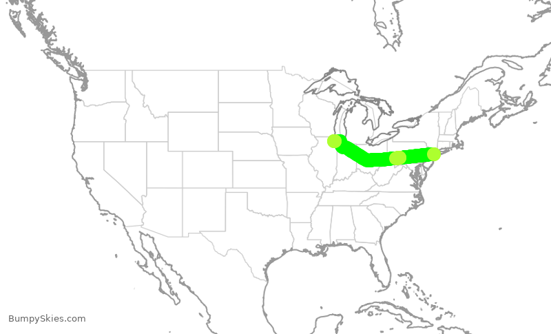 Turbulence forecast map for RPA4725, JFK to ORD