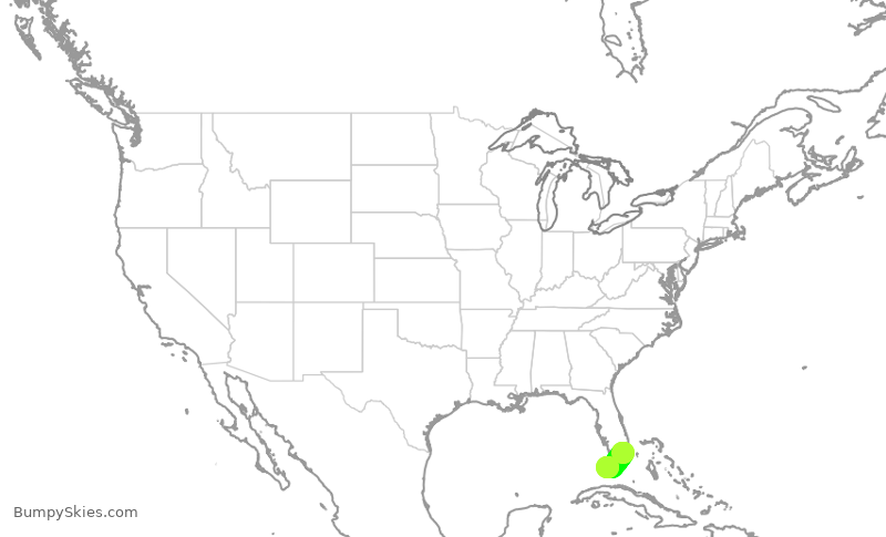 Turbulence forecast map for RPA4725, MIA to EYW