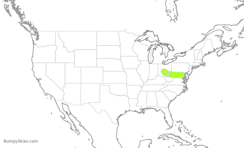 Turbulence forecast map for RPA4727, DCA to CMH
