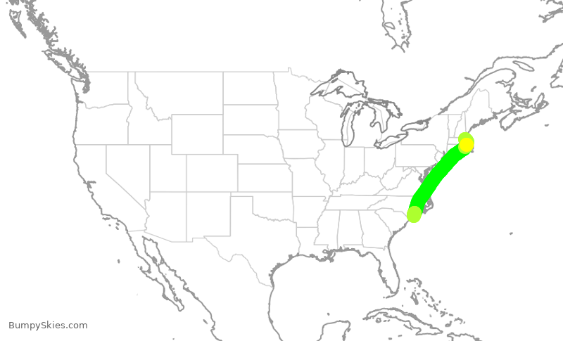 Turbulence forecast map for RPA4728, BOS to ILM