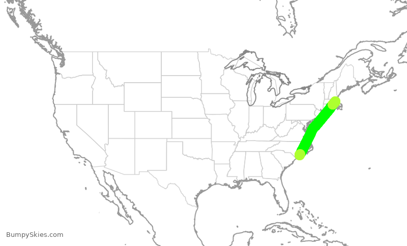 Turbulence forecast map for RPA4728, ILM to BOS