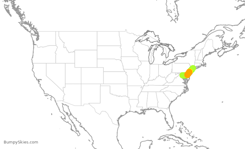 Turbulence forecast map for RPA4730, DCA to LGA