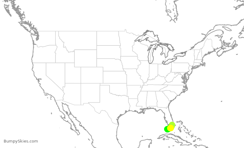 Turbulence forecast map for RPA4732, MIA to EYW
