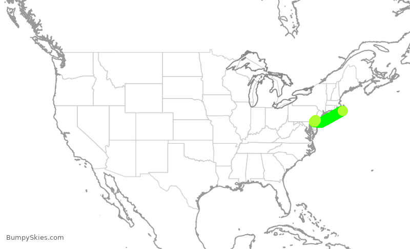 Turbulence forecast map for RPA4735, ACK to PHL