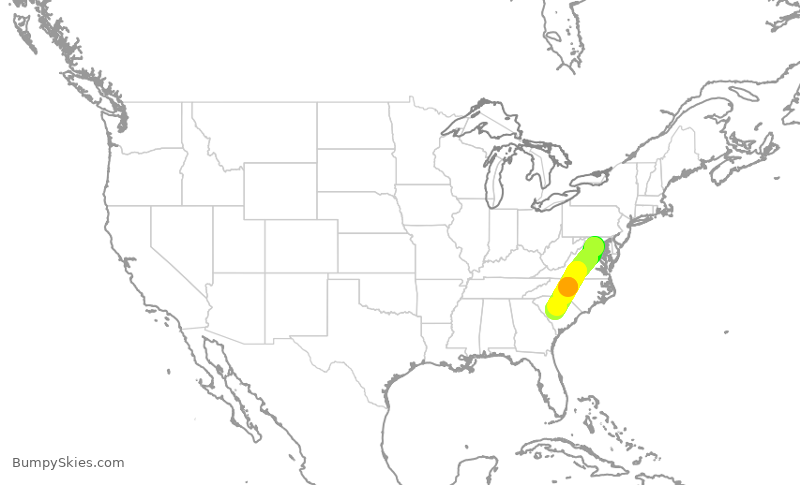 Turbulence forecast map for RPA4739, DCA to CAE
