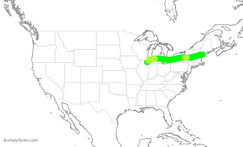 Turbulence forecast map for RPA4741, PWM to ORD
