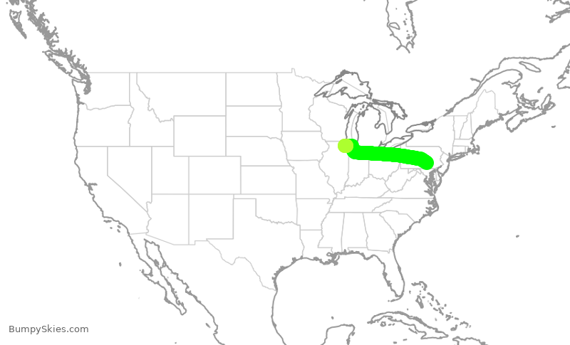 Turbulence forecast map for RPA4746, MDT to ORD
