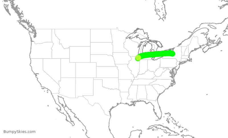 Turbulence forecast map for RPA4748, SYR to ORD