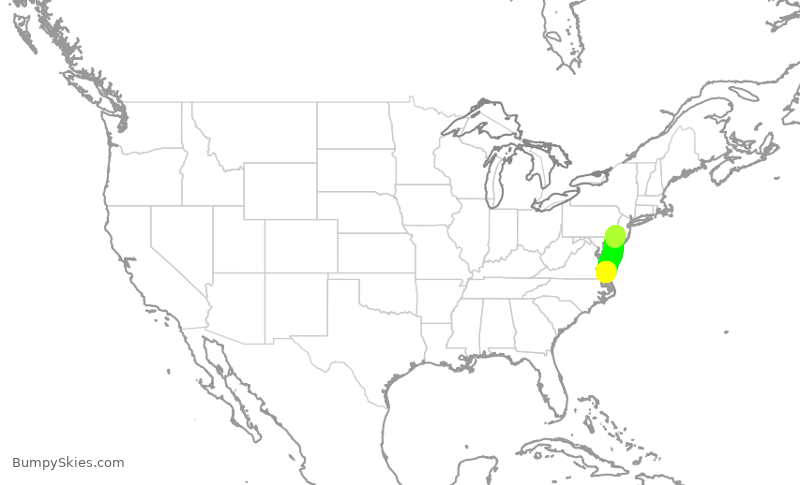 Turbulence forecast map for RPA4749, PHL to ORF