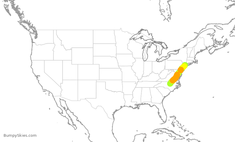 Turbulence forecast map for RPA4749, RDU to LGA