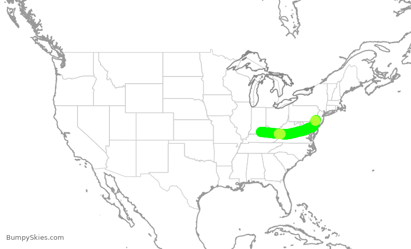 Turbulence forecast map for RPA4750, SDF to PHL