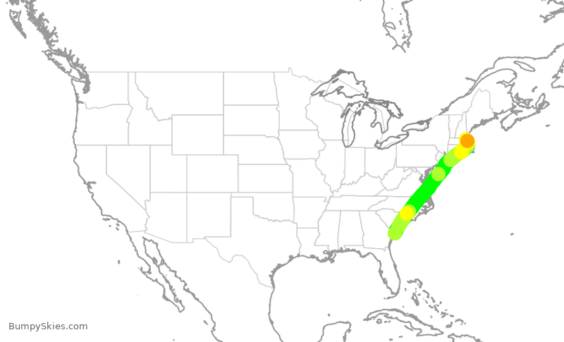 Turbulence forecast map for RPA4755, BOS to HHH