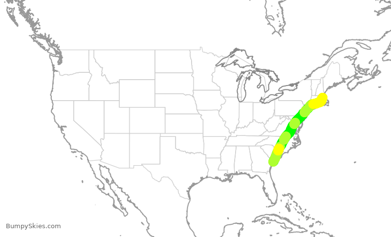 Turbulence forecast map for RPA4755, HHH to BOS