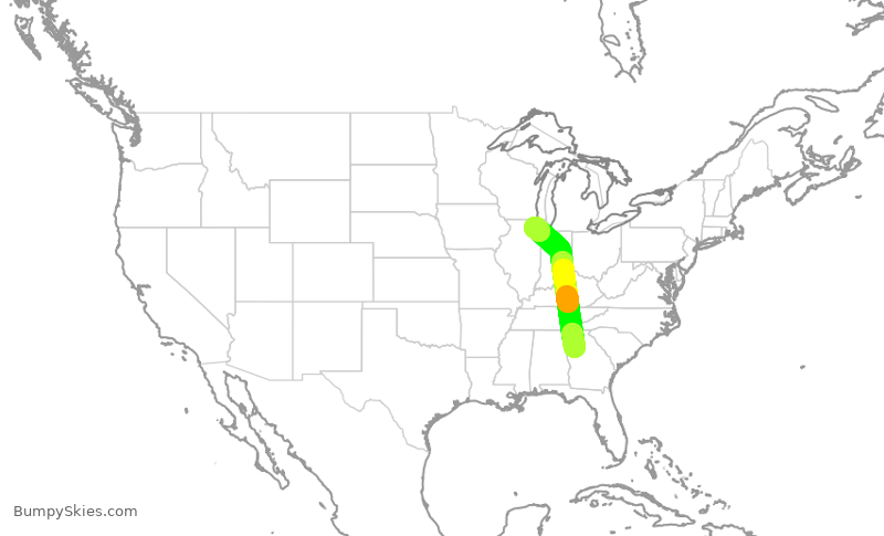 Turbulence forecast map for RPA4759, ATL to ORD