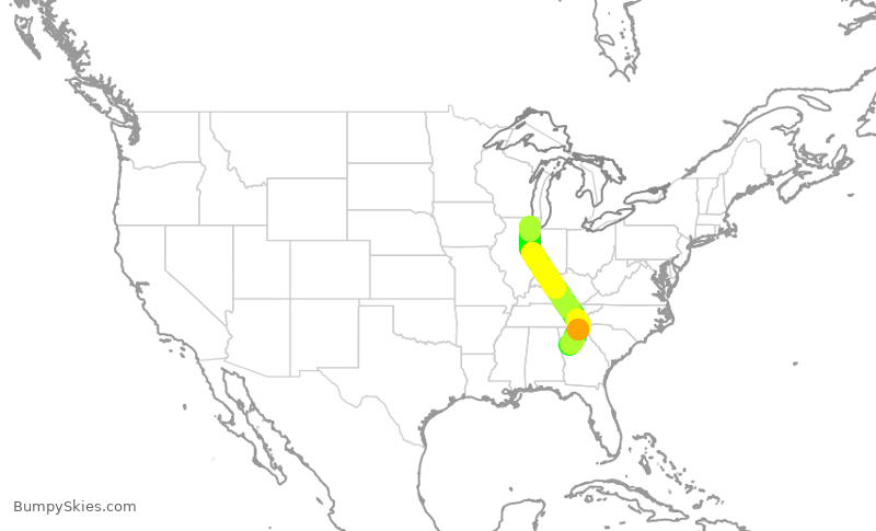Turbulence forecast map for RPA4759, ORD to ATL