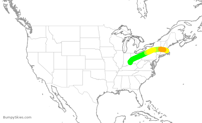 Turbulence forecast map for RPA4760, CVG to BOS