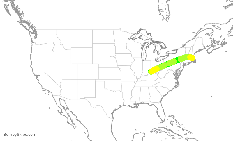 Turbulence forecast map for RPA4761, CVG to BOS