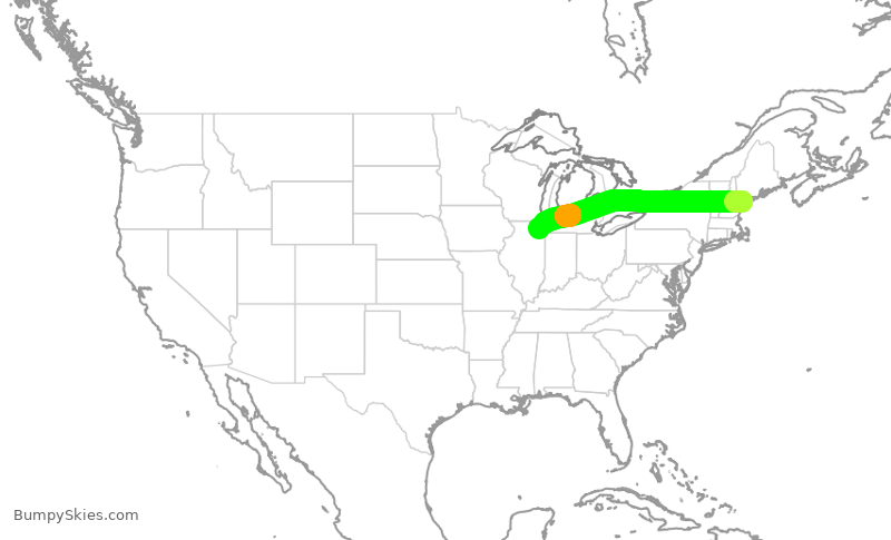 Turbulence forecast map for RPA4774, PWM to ORD