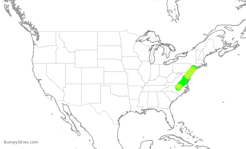 Turbulence forecast map for RPA4774, RDU to LGA
