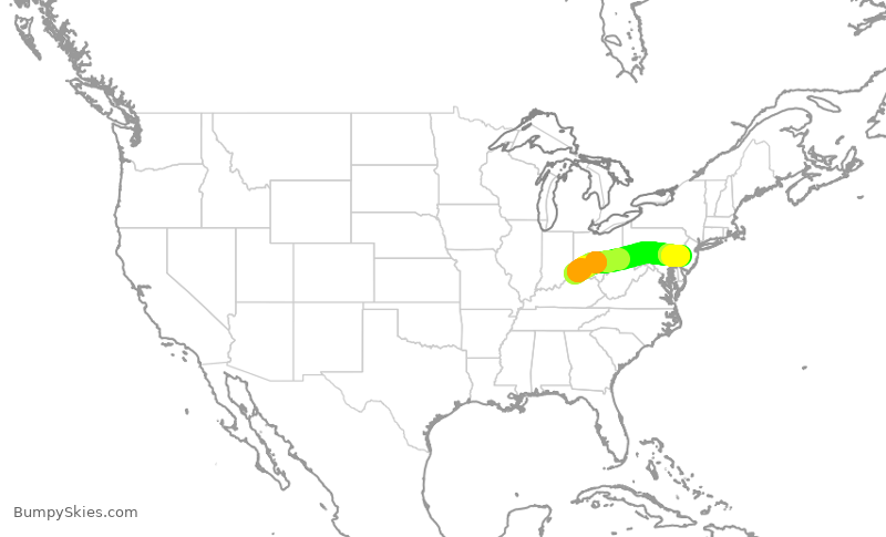 Turbulence forecast map for RPA4777, CVG to PHL