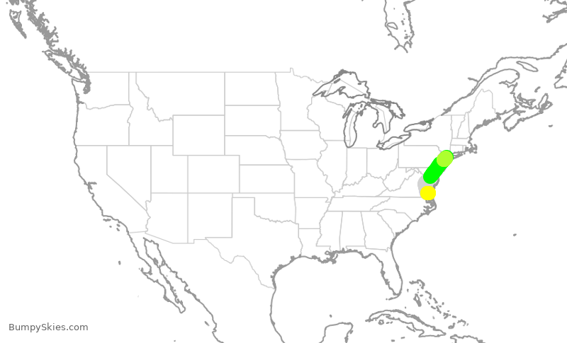 Turbulence forecast map for RPA4777, ORF to LGA