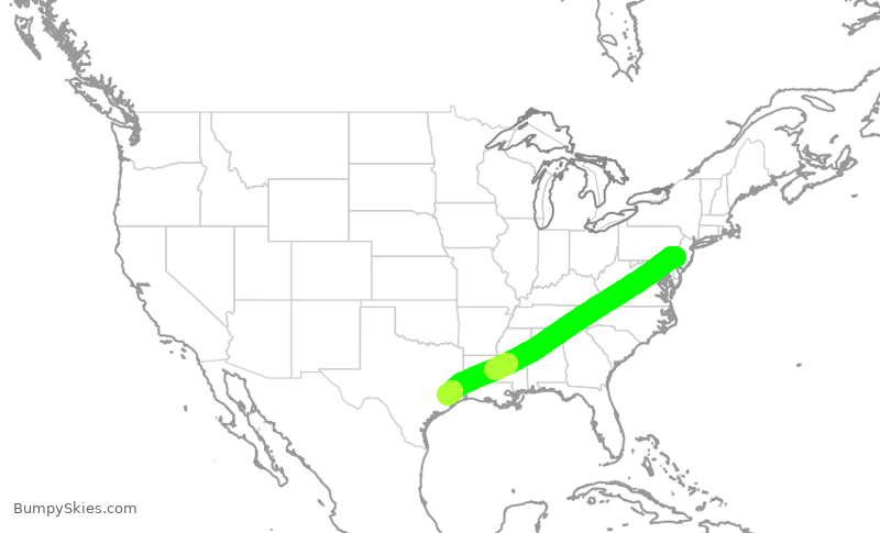 Turbulence forecast map for RPA4780, PHL to IAH