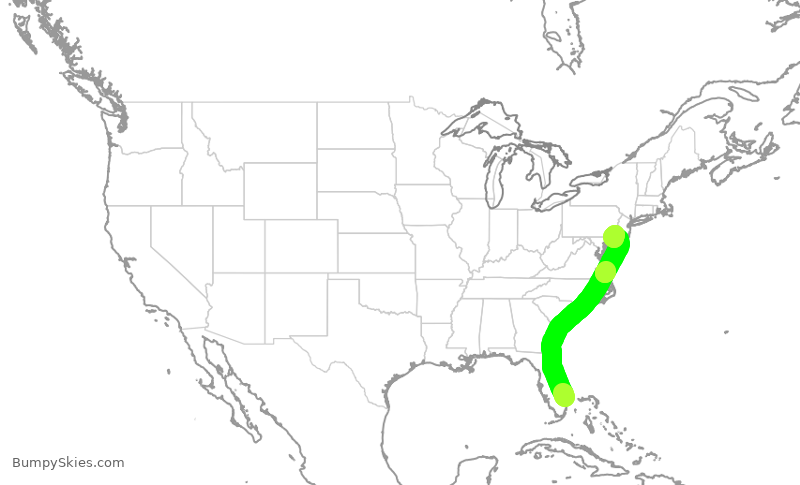 Turbulence forecast map for RPA4782, PBI to PHL