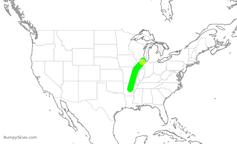 Turbulence forecast map for RPA4798, LIT to ORD
