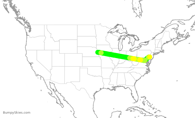 Turbulence forecast map for RPA4801, PHL to OMA