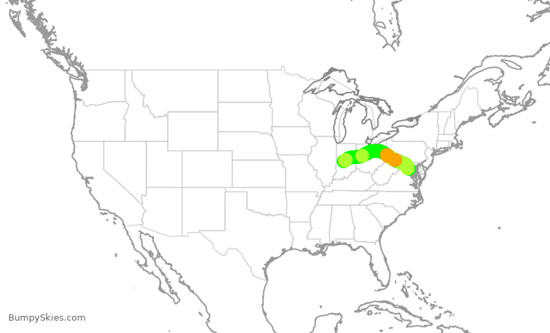 Turbulence forecast map for RPA4802, DCA to IND