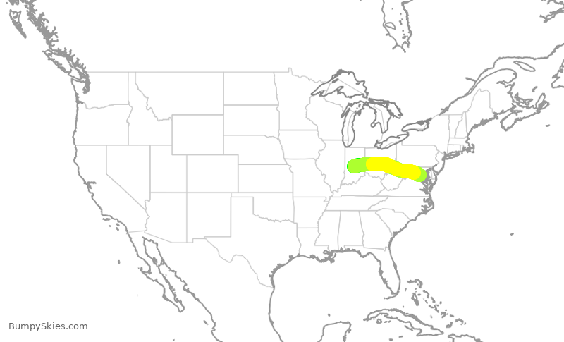 Turbulence forecast map for RPA4802, IND to DCA