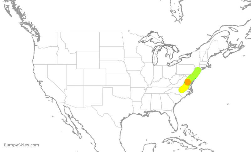 Turbulence forecast map for RPA4804, JFK to RDU
