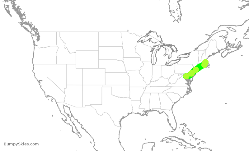 Turbulence forecast map for RPA5592, DCA to BOS