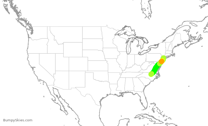 Turbulence forecast map for RPA5592, LGA to RDU