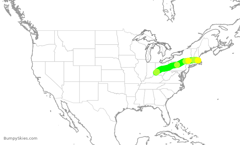 Turbulence forecast map for RPA5598, BOS to CVG