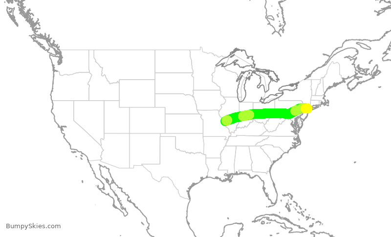 Turbulence forecast map for RPA5602, LGA to STL