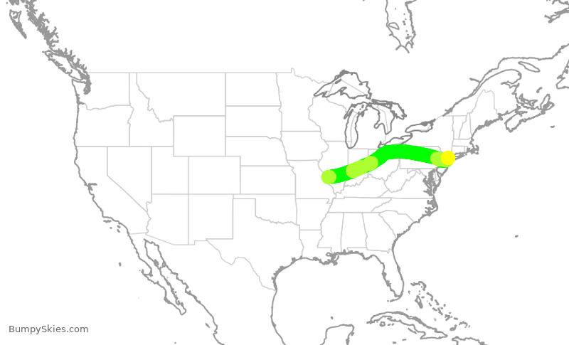 Turbulence forecast map for RPA5602, STL to LGA