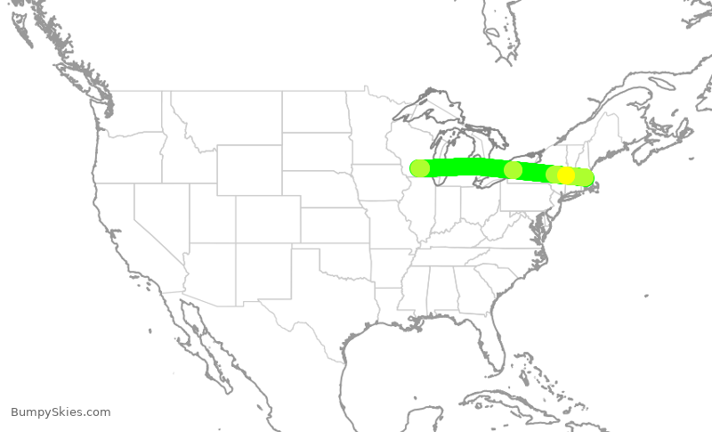 Turbulence forecast map for RPA5603, BOS to MSN