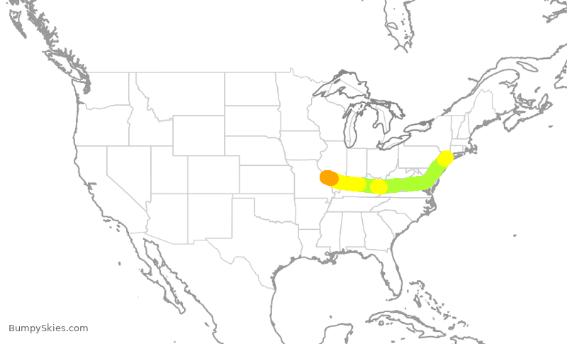 Turbulence forecast map for RPA5613, STL to LGA
