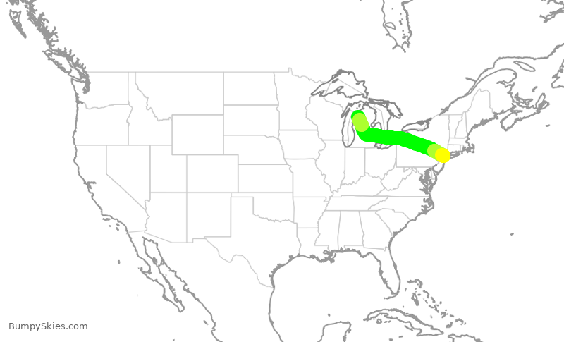 Turbulence forecast map for RPA5621, LGA to TVC