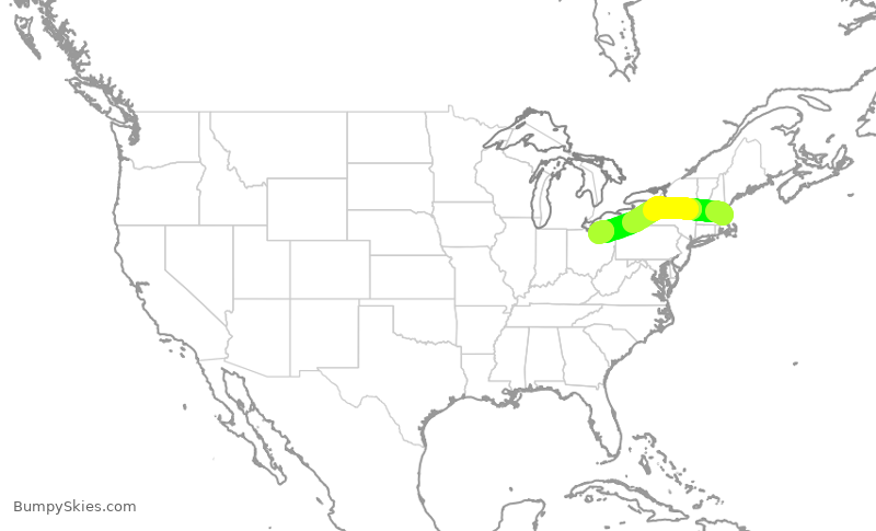 Turbulence forecast map for RPA5641, BOS to CLE