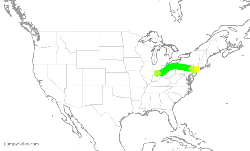 Turbulence forecast map for RPA5642, IND to LGA