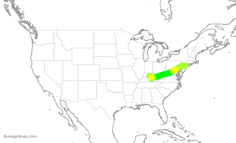Turbulence forecast map for RPA5651, LGA to SDF