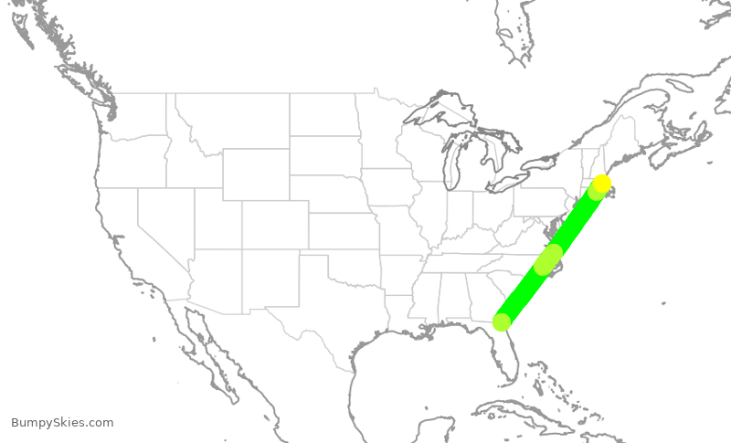 Turbulence forecast map for RPA5657, BOS to JAX