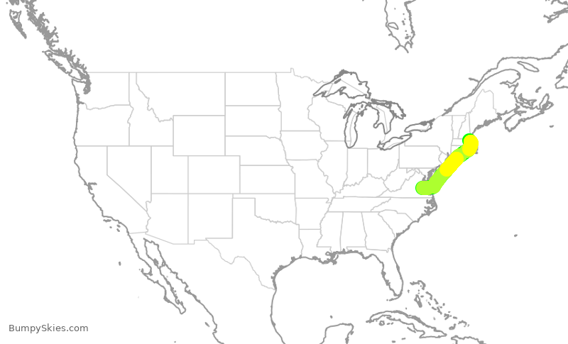 Turbulence forecast map for RPA5676, BOS to RIC