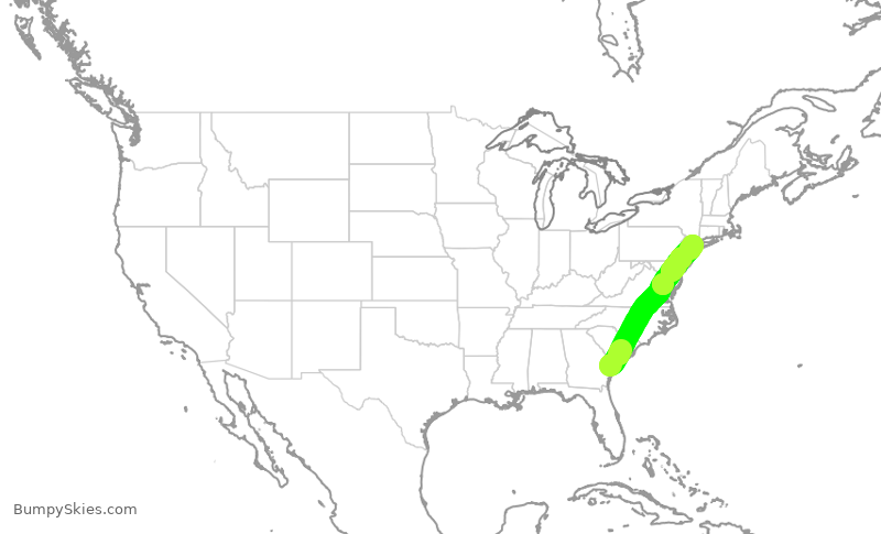 Turbulence forecast map for RPA5688, SAV to LGA