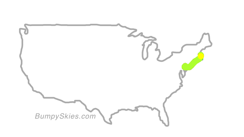 Map of continental US with illustrated flight path and turbulence forecast (described in text below)