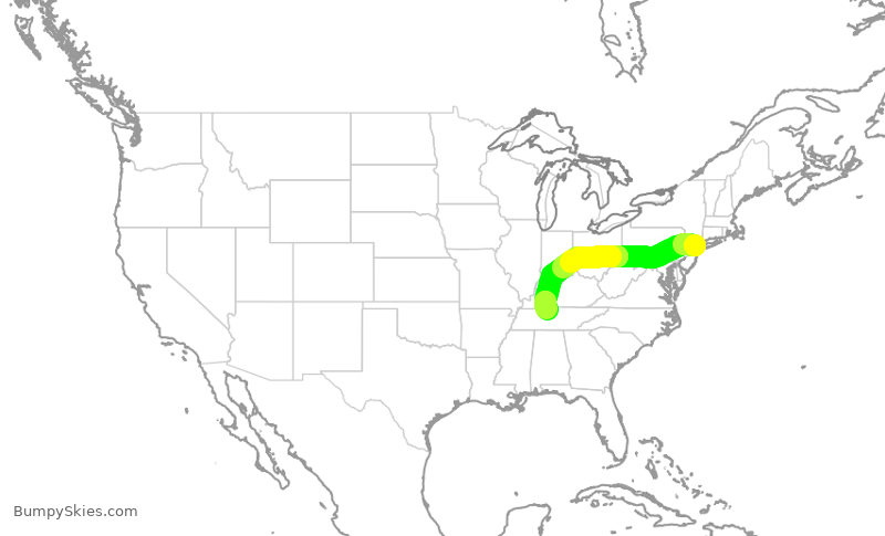 Turbulence forecast map for RPA5706, LGA to BNA